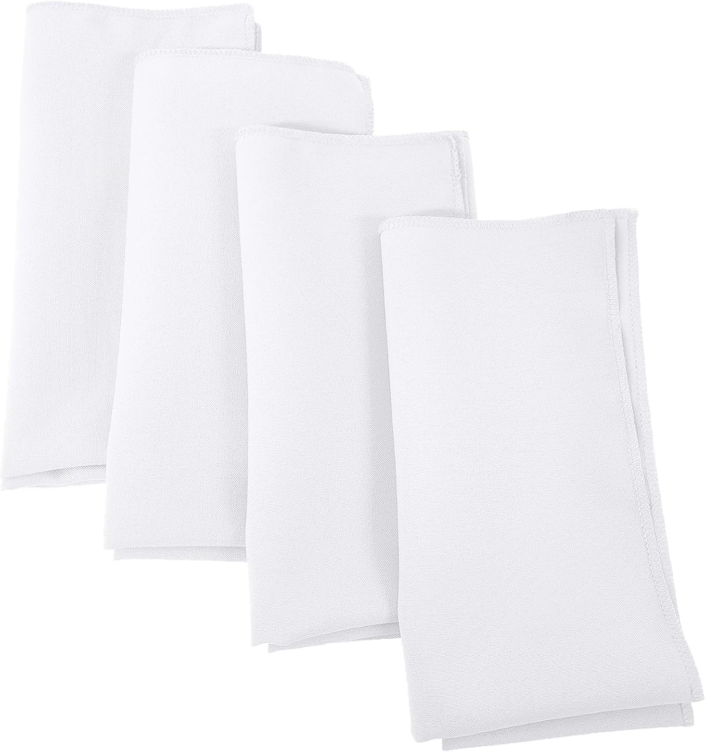 LA Linen 4-Pack Poly Blend Napkins - Soft, Washable, Stain & Wrinkle Resistant - Dinner & Party Napkins - White, 18x18