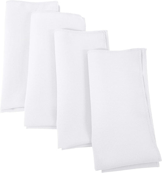 LA Linen 4-Pack Poly Blend Napkins - Soft, Washable, Stain & Wrinkle Resistant - Dinner & Party Napkins - White, 18x18