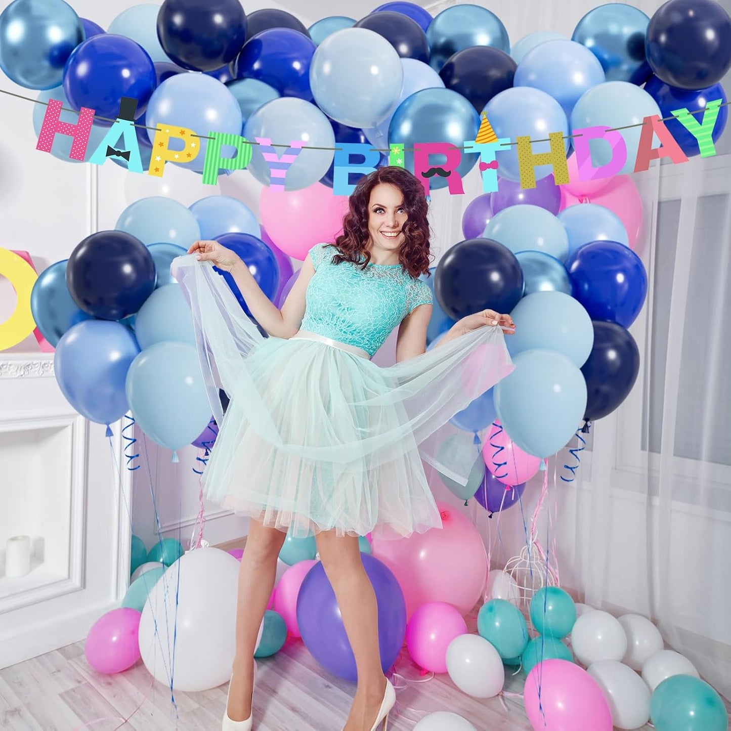 50pcs Blue Balloon Metallic Blue Balloons, 12 inch Chrome Royal Navy Macaron Pastel Blue Balloons for Birthday, Baby Shower, Wedding, Graduation Party Decorations