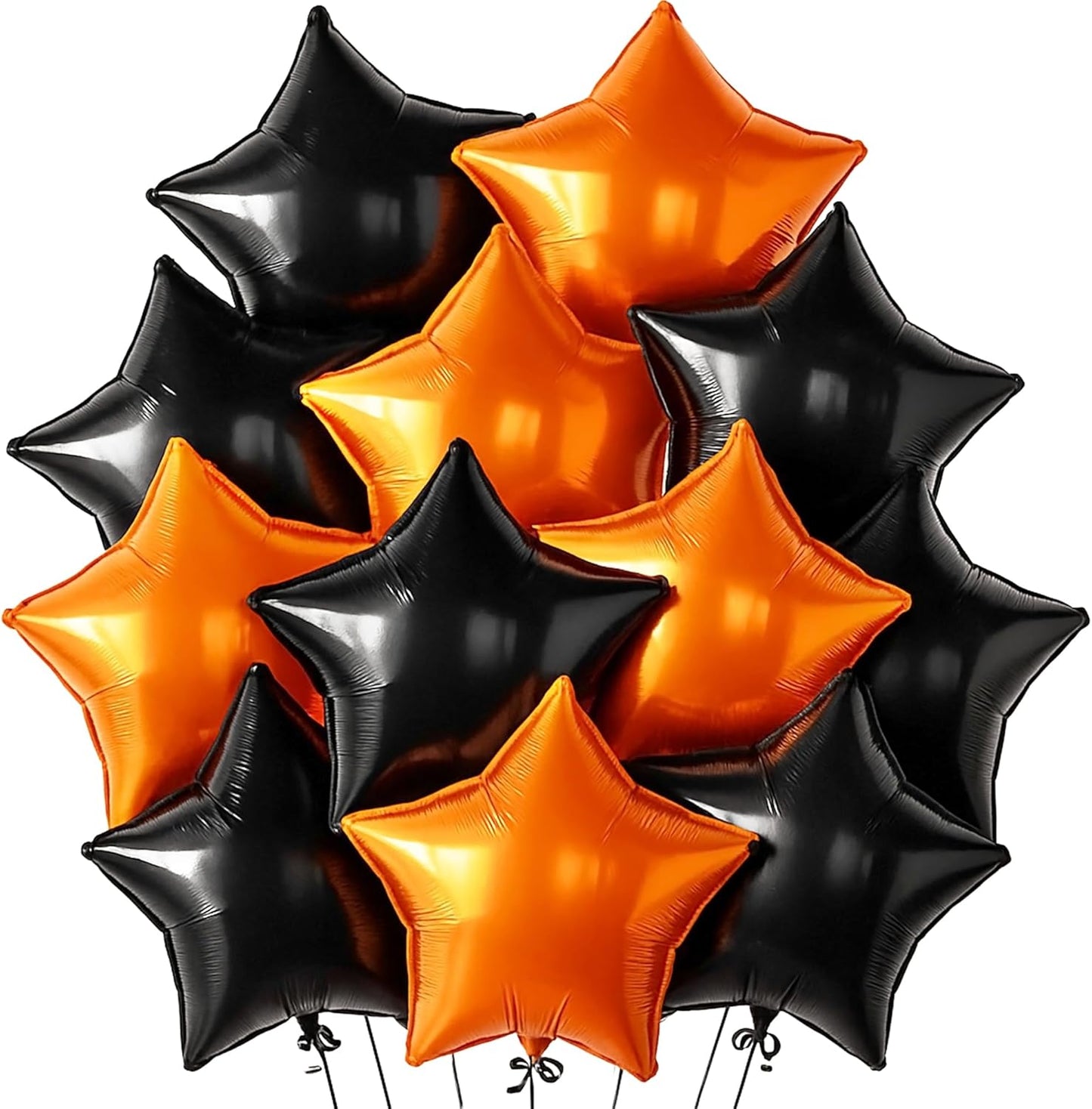 Katchon, Orange And Black Star Balloons -18 Inch-pack of 12 | Halloween Balloons | Orange Balloon For Halloween Decorations Indoor | Basketball Party Decorations | Orange, Black Party Decorations