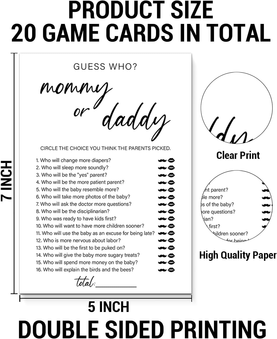 Guess Who Mommy or Daddy Baby Shower Games, 20 Minimalist Guess Who Game Cards, Gender Neutral Boy or Girl, Gender Reveal Games for Guests