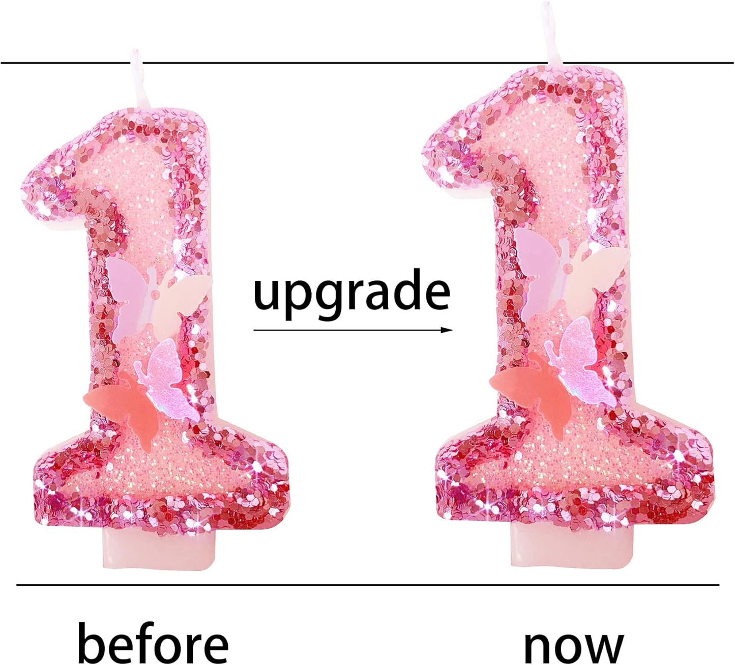 Birthday Candles Number 6,Pink Glitter Happy Birthday Cake Candles Handmade Sequin Numeral Candle