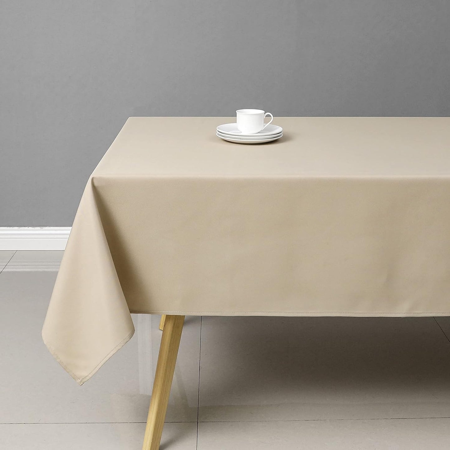 Wewoch Khaki Rectangle Tablecloth Water Resistant Washable Polyester Table Cloth for Dining,Kitchen, Parties Weddings and Outdoor Use 60 Inch by 84 Inch