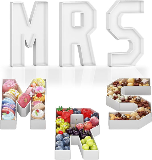 MRS Charcuterie Letters Fillable, 13 Inch MRS Cardboard Letters for Charcuterie, MRS Letters for Food Chocolate, Paper Mache Letter Trays for Bachelorette Bridal Shower Bride-to-Be Wedding Decoration