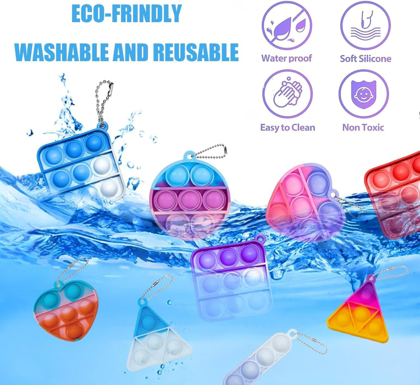 Pop Fidget Keychain Mini Fidget Toys Bulk 180 Pack Party Favors for Kids 3-5 4-8 Year Boys Girls Push Pops Bulk Stocking Pinata Stuffers Birthday Carnival Treasure Classroom Prizes Toddler