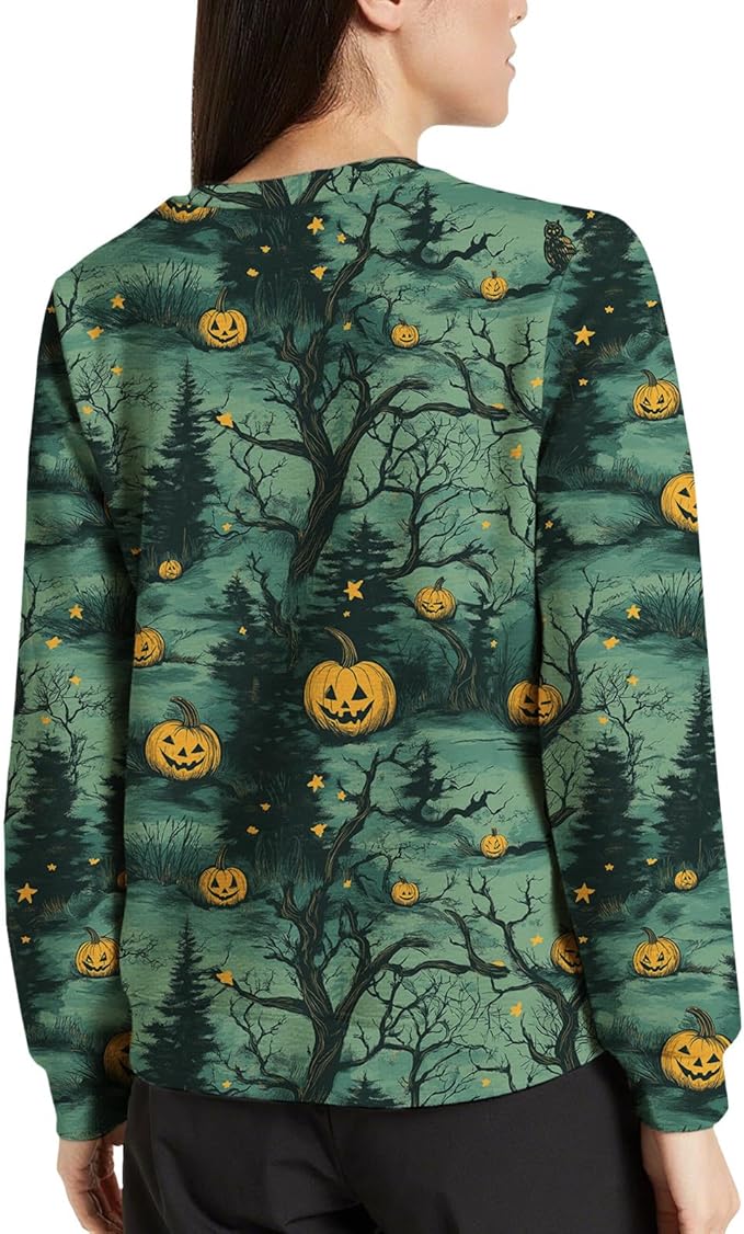 LIZALIG Pullover Cute Sweatshirt Orange Skeleton Fall Festive FunWomens Design Bat Holiday Party Outings Pumpkin Print