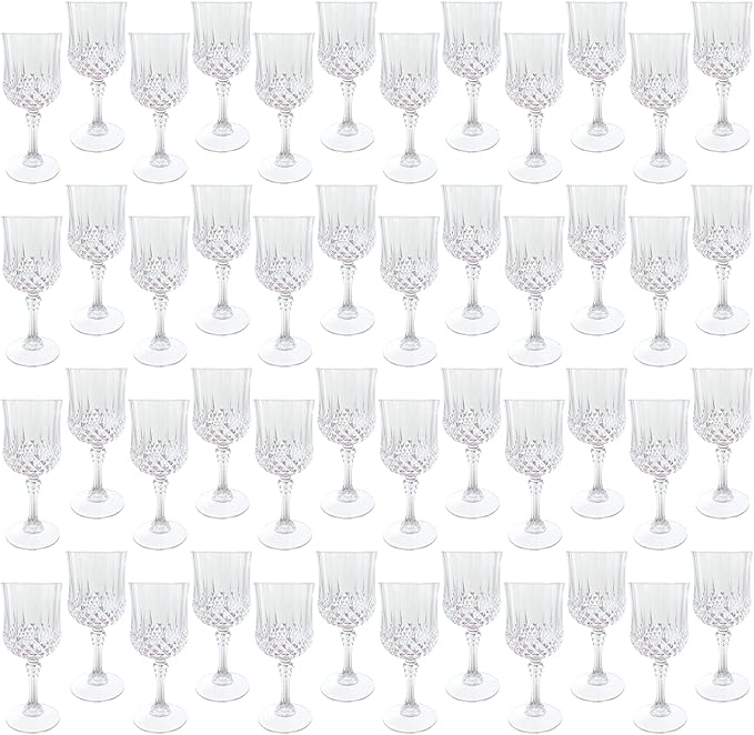 Plastic Wine Glasses, Plastic Goblets Vintage Style Cordial Unbreakable Drinking Glasses, Reusable Drinkware for Wedding Reception, Grand Event Party Supplies, Easter(48, Transparent)