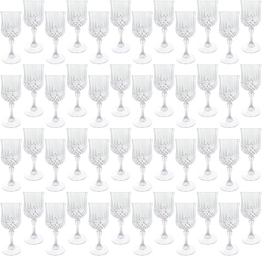 Plastic Wine Glasses, Plastic Goblets Vintage Style Cordial Unbreakable Drinking Glasses, Reusable Drinkware for Wedding Reception, Grand Event Party Supplies, Easter(48, Transparent)