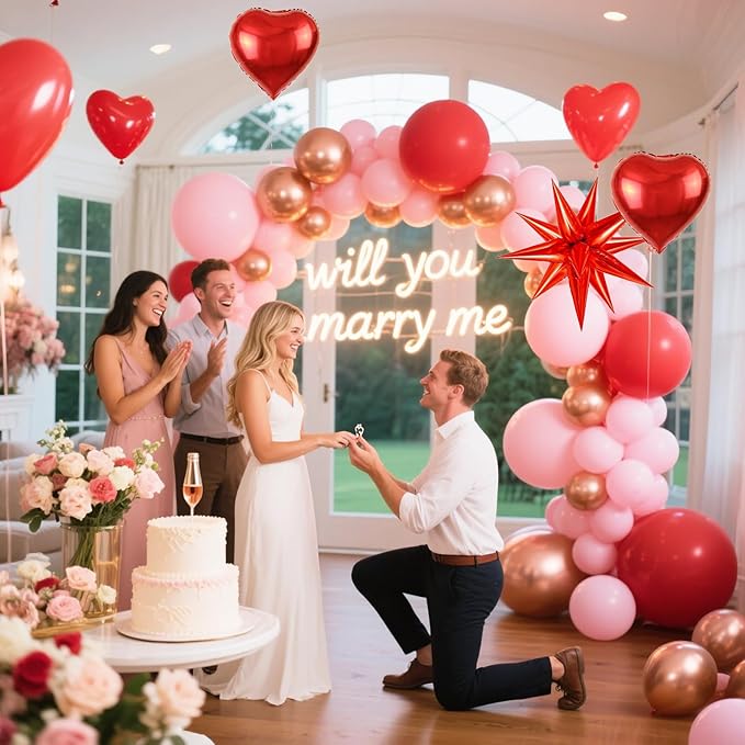 KARLURE Pink Red Balloon Garland Arch Kit with Heart Balloons for Mother Day Decorations Baby Shower Bridal Shower Wedding Proposal Party Birthday Party Galentines Party Special Night Decorations