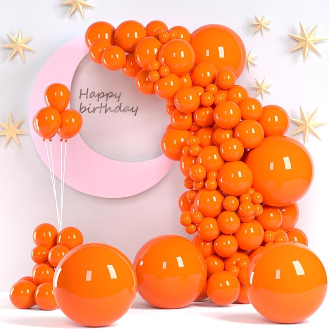 Orange Balloons, 140pcs 18 12 10 5 Inch Different Sizes Pack Party Latex Balloons for Birthday Halloween Holiday Balloon Garland as Party Decorations