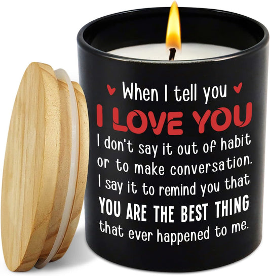 TEEZWONDER Christmas Anniversary Wedding Gifts for Men Women - Long Lasting Vanilla Lavender Candle 10 Oz - I Love You Gift for Him Her, Birthday Gifts for Husband Wife Boyfriend Girlfriend