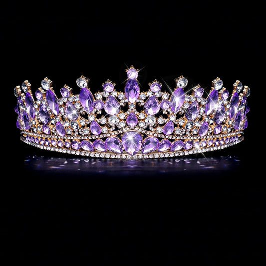 CAVETEE Birthday Crowns for Girls, Purple Tiaras and Crowns for Women and Girls Princess Crown and Tiara for Birthday Queen Parties Pageant Prom