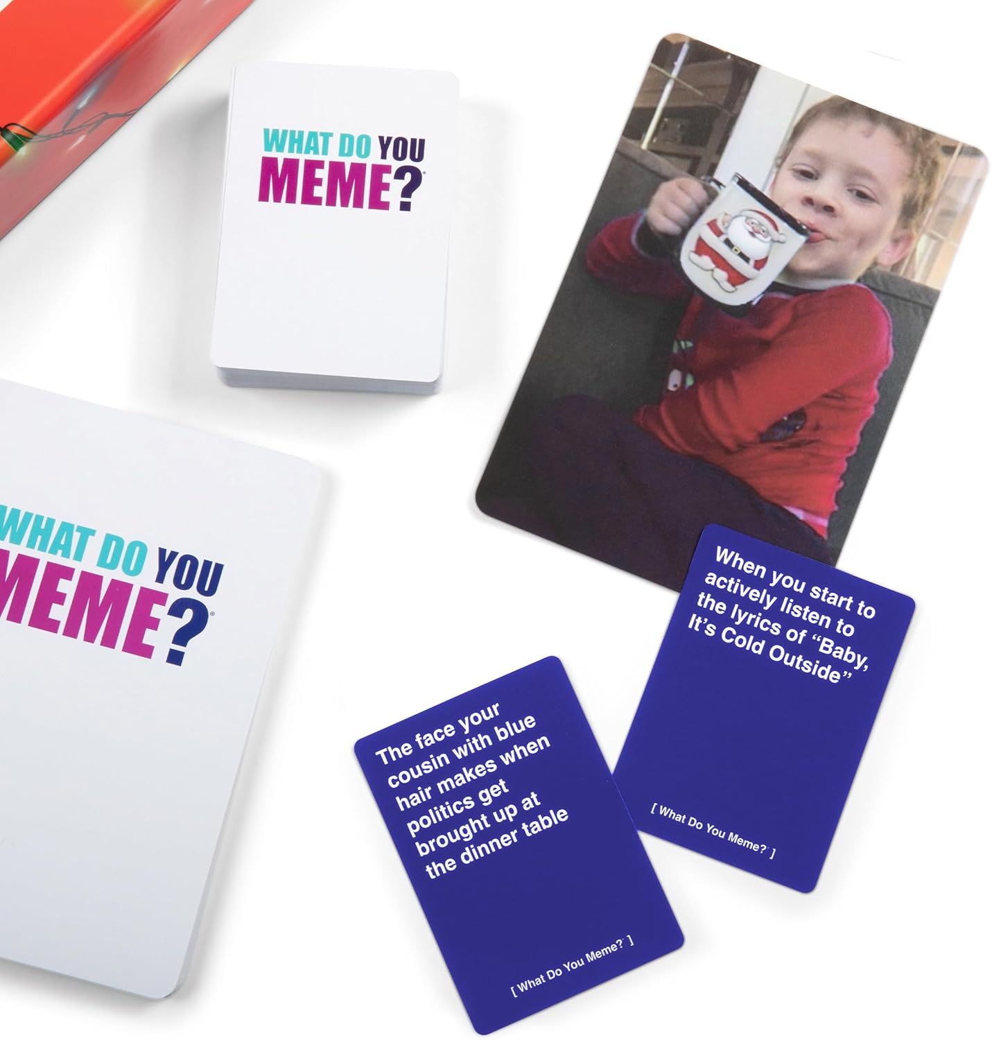 WHAT DO YOU MEME? Holiday Family Edition by Relatable, Holiday Games Travel Pack, Christmas Party Game, Includes 30 Photo Cards and 120 Caption Cards