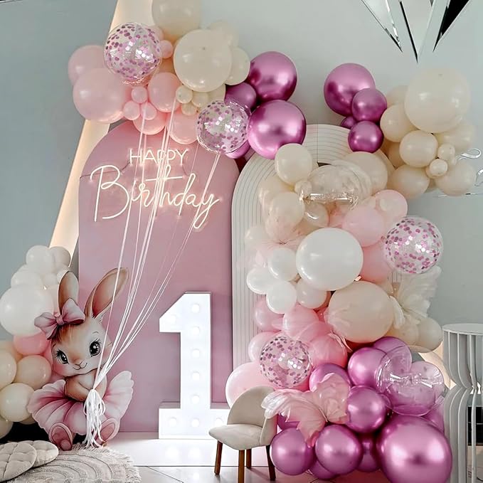 Pink and White Balloon Garland Arch Kit, 167Pcs Latex Balloons Different Sizes 18 12 10 5 inch for Women Girl Princess Birthday Bridal Baby Shower Wedding Party Decorations