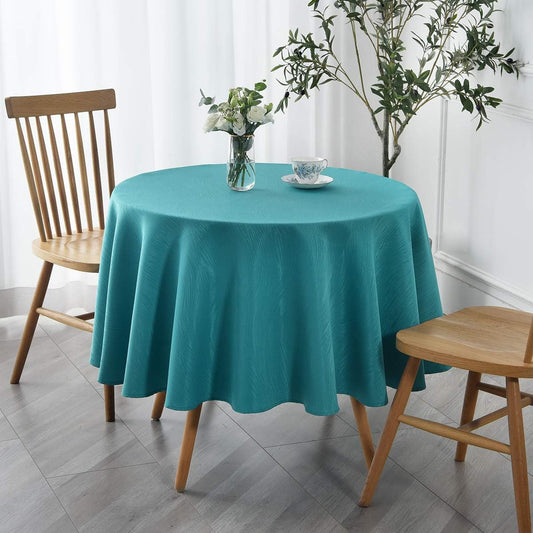 maxmill Jacquard Round Table Cloth Swirl Design Waterproof Antiwrinkle Spillproof Heavy Weight Soft Tablecloths for Circular Table Cover and Kitchen Dinning Tabletop Round 70 Inch Teal