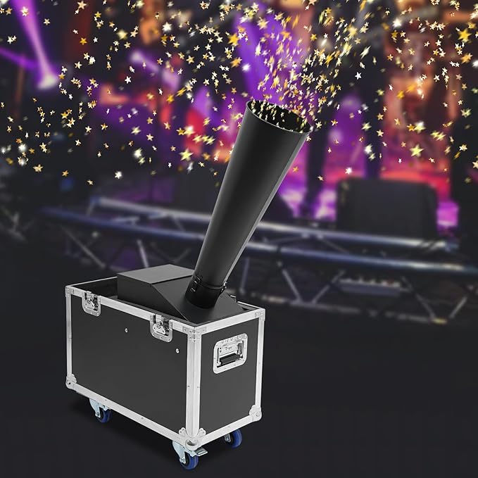 Ueukpeea Co2 Confetti Cannon Machine, Manual/Pneumatic Control with Flight Case and Wheels Wedding Confetti Cannon for Birthday Parties Festivals Stage Performances