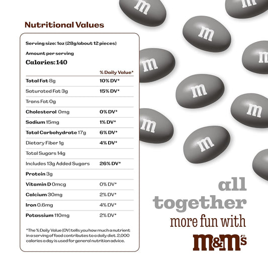 M&M’S WORLD Peanut Silver Chocolate Candy-2lbs of Bulk Candy in Resealable Pack for Candy Buffet,Birthday Parties,Theme Meetings,Candy Bar,Sweet Stuff for DIY Party Favors or Edible Decoration