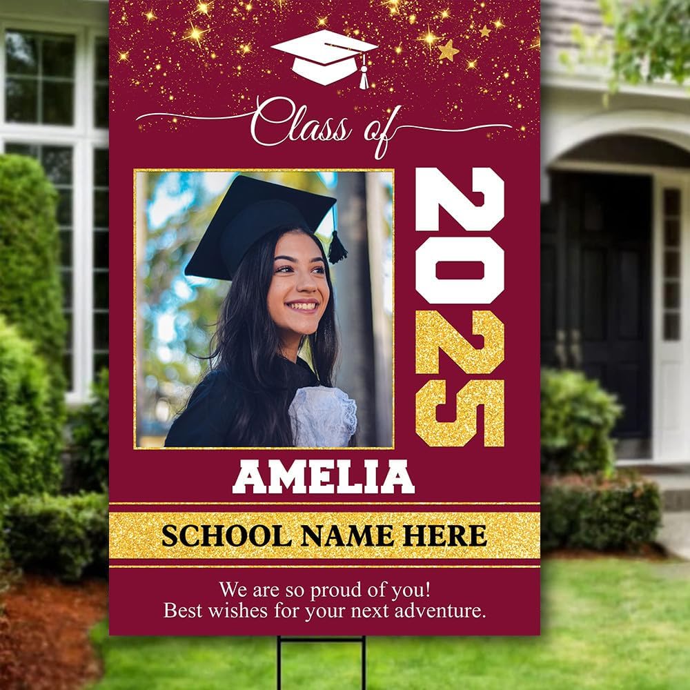 Personalized Graduation Yard Signs, Class of 2025 Sign, Graduation Senior Sign 2025, Graduate Yard Sign, Graduation Decorations Sign, High School Grad, College Graduation Sign #6