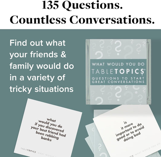 TableTopics What Would You Do Question Card Game - 135 Provocative Conversation Starter Cards for Parties with Adult Friends, Spark Lively Debates about Sticky Situations, Icebreaker Game