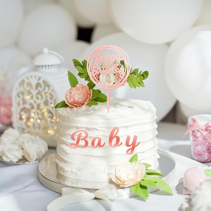 Teenyyou 68 Pcs Acrylic Alphabet Number Cake Topper 0-9 Number and A-z Letters Personalized Cake Picks Decor DIY Name Cupcake Toppers Christmas Wedding Baby Shower Party(Rose Gold)