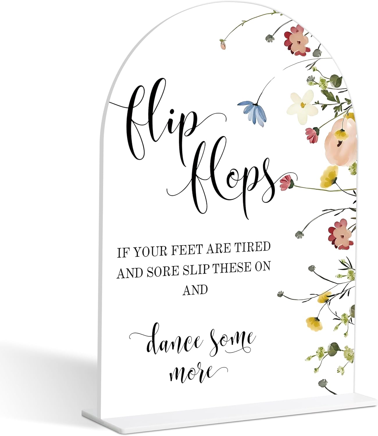 Wedding Flip Flops Sign, Flower Style Wedding Signs for Reception for Bridal Shower and Reception, Bridal Shower Decorations, Wedding Shower Favors, 6X8 Inch Acrylic Arch Sign with Stand,36