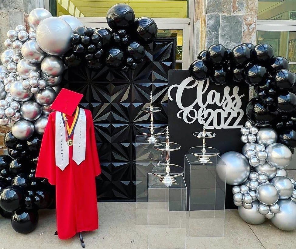 Black and Silver Balloon Arch Kit, 140Pcs Different Sizes inch Black Metallic Silver Balloons and Confetti Party Balloon Garland Kit for Birthday, Wedding, Graduation, Anniversary Decorations