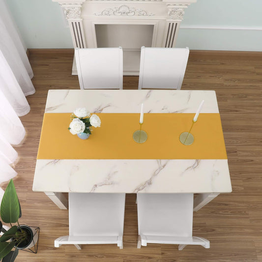 DUALIFE Table Runner Yellow Vivid Fall Yellow Table Runner for Wedding Family Dinner Outdoor Picnic Table Handmade Table Runners 14" x 108" 1 Piece