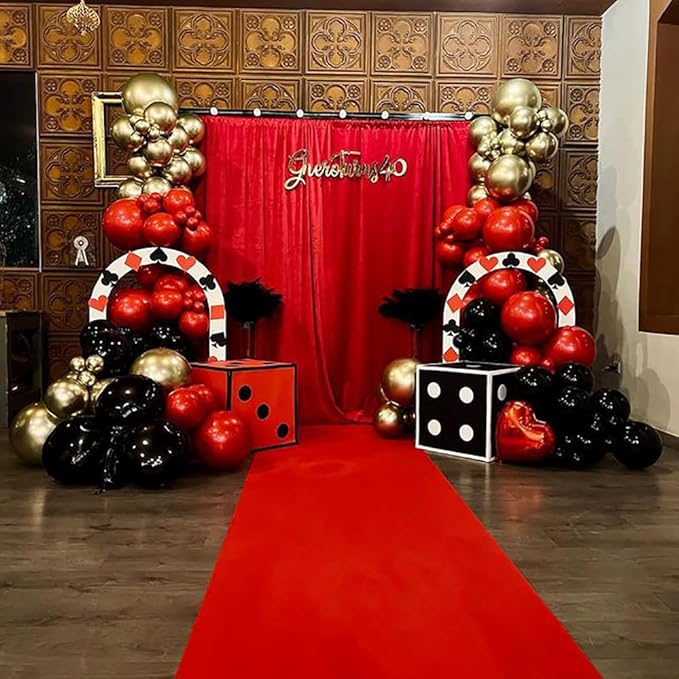 Red Black and Gold Balloons Arch Kit, 162pcs Different Sizes with Black Red Chrome Gold Confetti Balloons for Graduation Prom Movie Night Vegas Casino Hollywood Theme Party Decorations