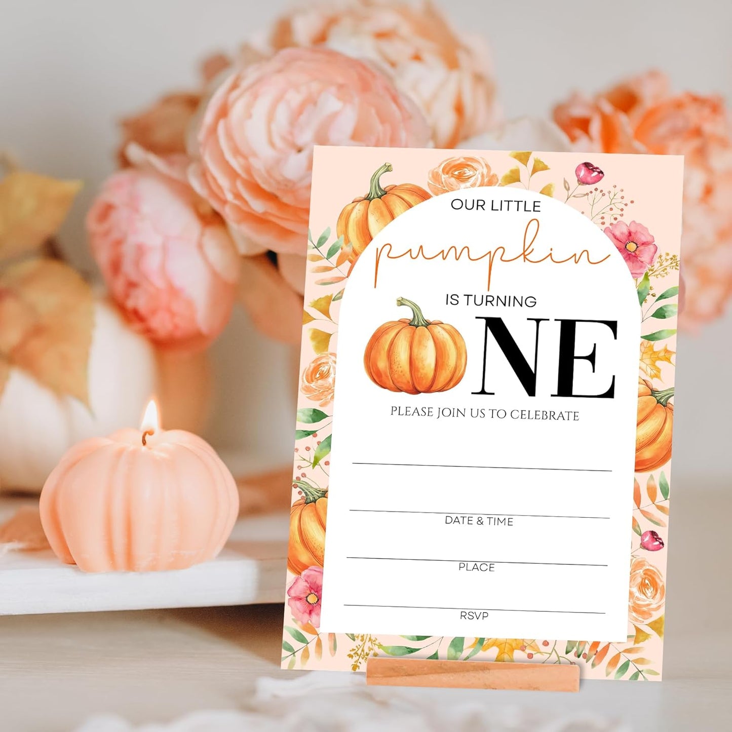 Birthday Invitations - Our Little Pumpkin Design Card with Envelopes And RSVP Cards - You're Invited 20Pcs Fill In Birthday Invitation Cards For Boys, Girls, Kids(4 x 6 Inch) (024)