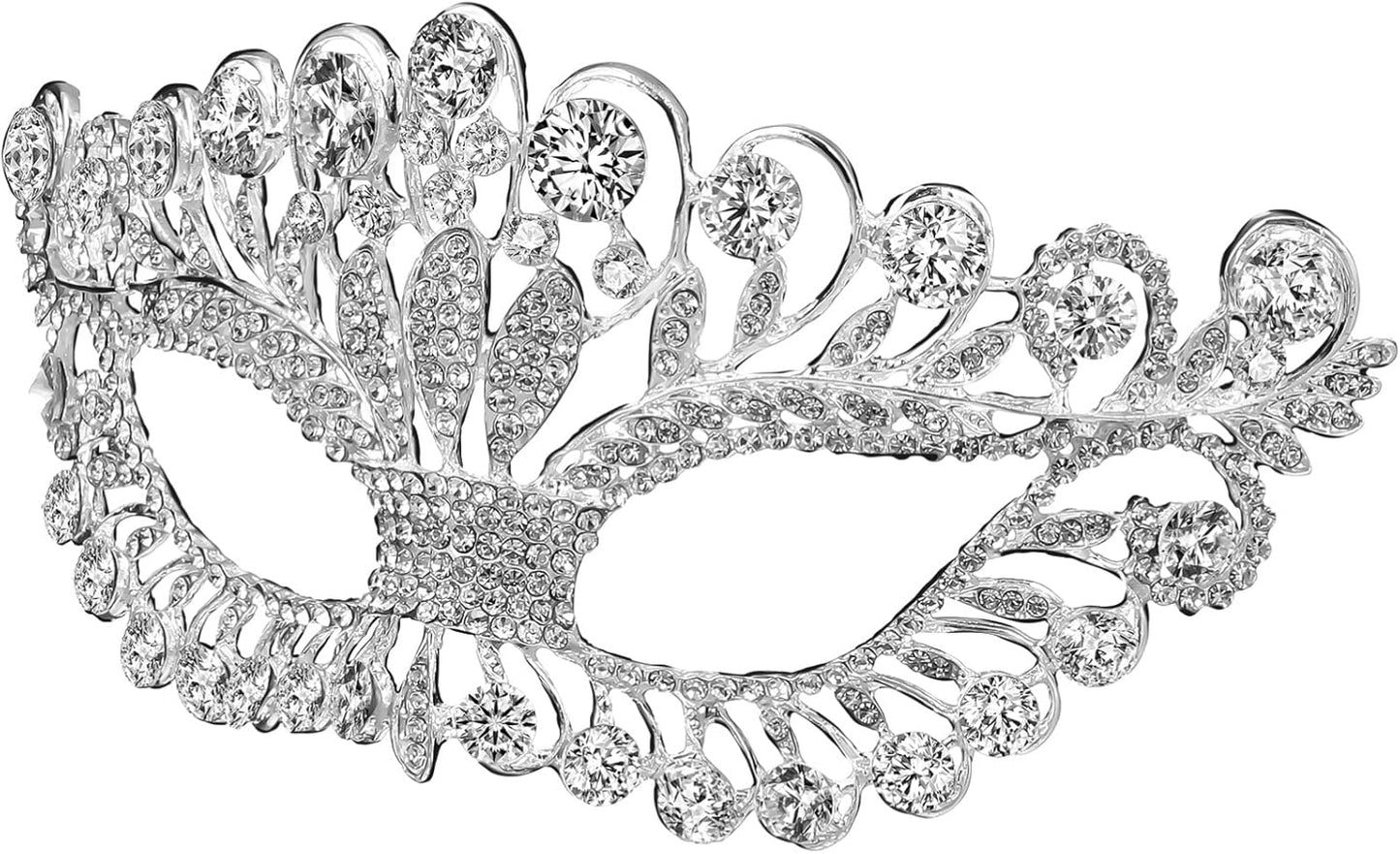 Toyvian Costume Mask Shiny Rhinestones Masquerade Mask Evening Prom Venetian Mardi Gras Party Mask for Women Girls White Decor