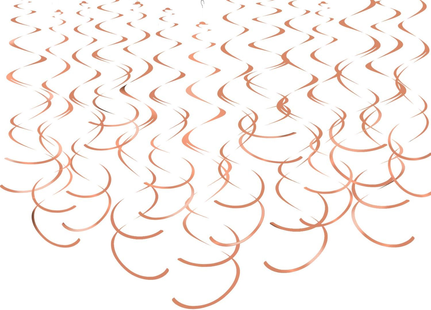 Rose Gold Hanging Swirl Decorations Plastic Streamers Foil Swirls Ceiling Decorations Wedding Baby Shower Birthday Party Decorations, Pack of 30