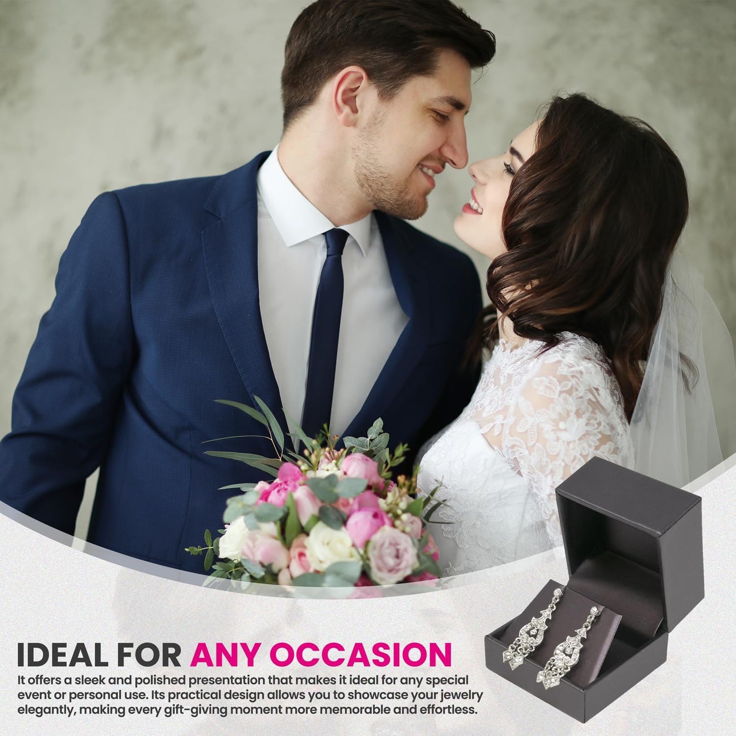 Novel Box Purple Jewelry Box for Earrings 2.37x2.37x1.87 Inches - Earring Gift Box for Proposal Wedding Engagement - Faux Leatherette Jewelry Display Box - Gift Presentation Boxes for Earrings