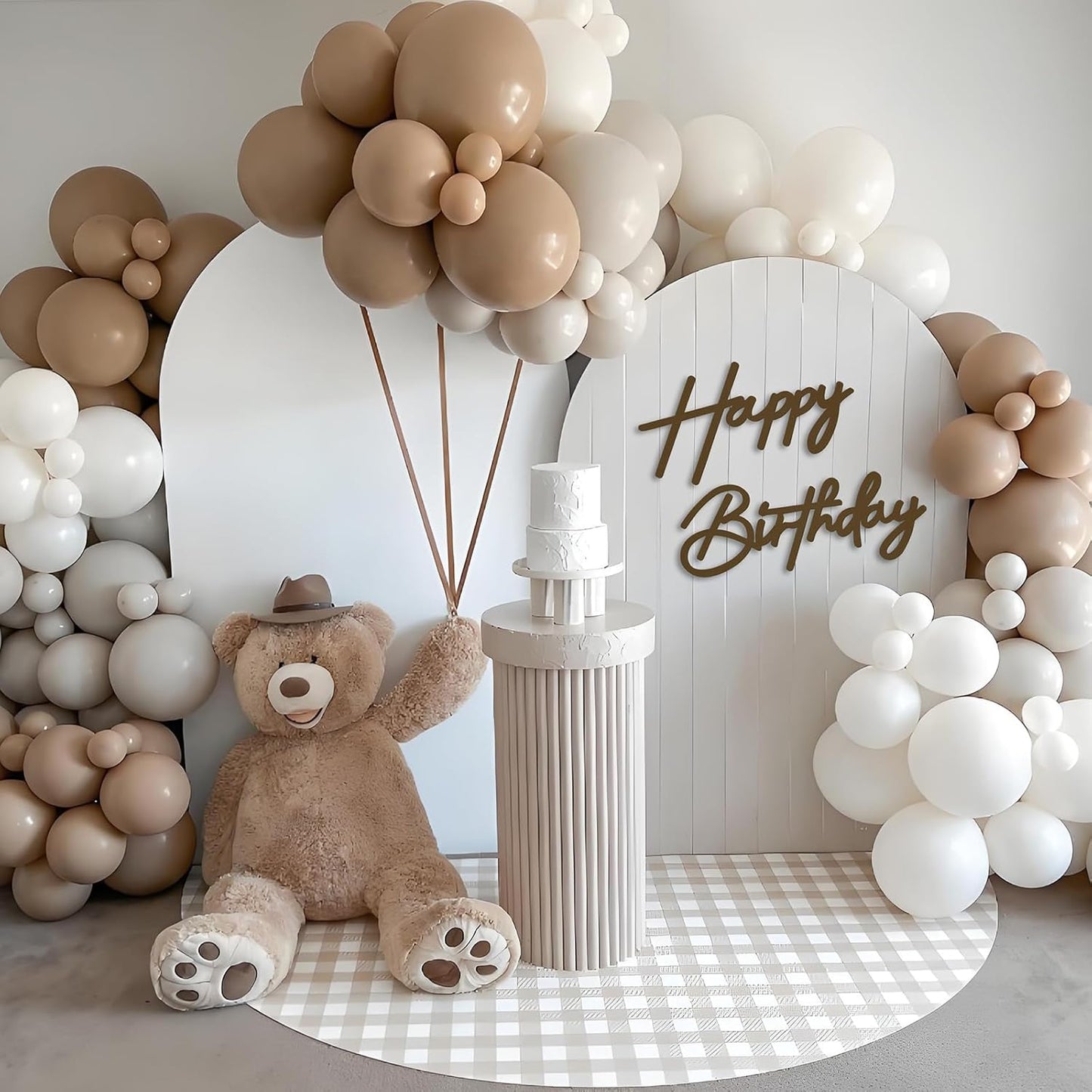 Happy Birthday Sign for Arch Backdrop - Felt Happy Birthday Letters Banner & Sign for Girls, Boys & Adults' Birthday Party Balloon Arch Decorations (Brown)