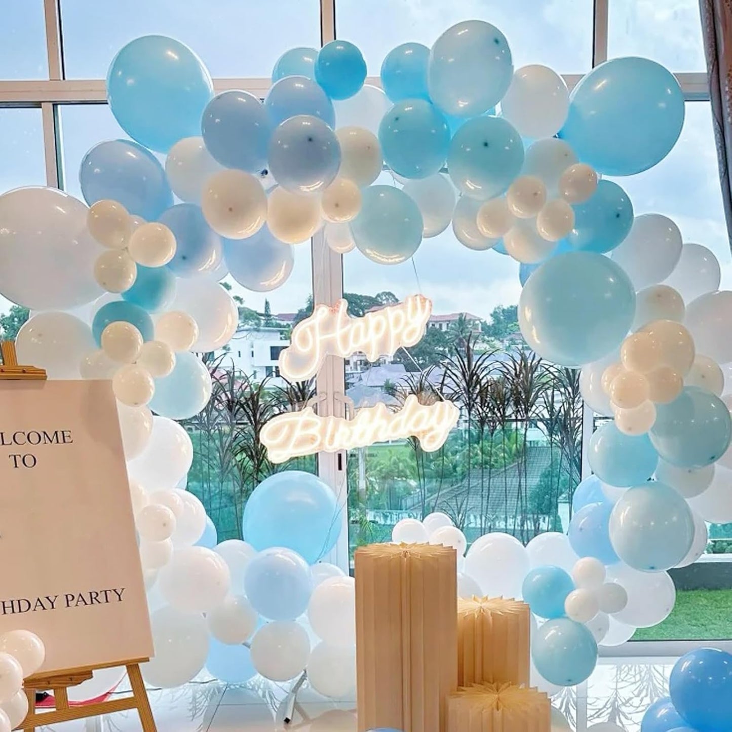105pcs Pale Aqua Balloons 12inch Party Latex Balloons for Boys Girls Birthday Baby Shower Gender Reveal Wedding Sunflower Party Decorations