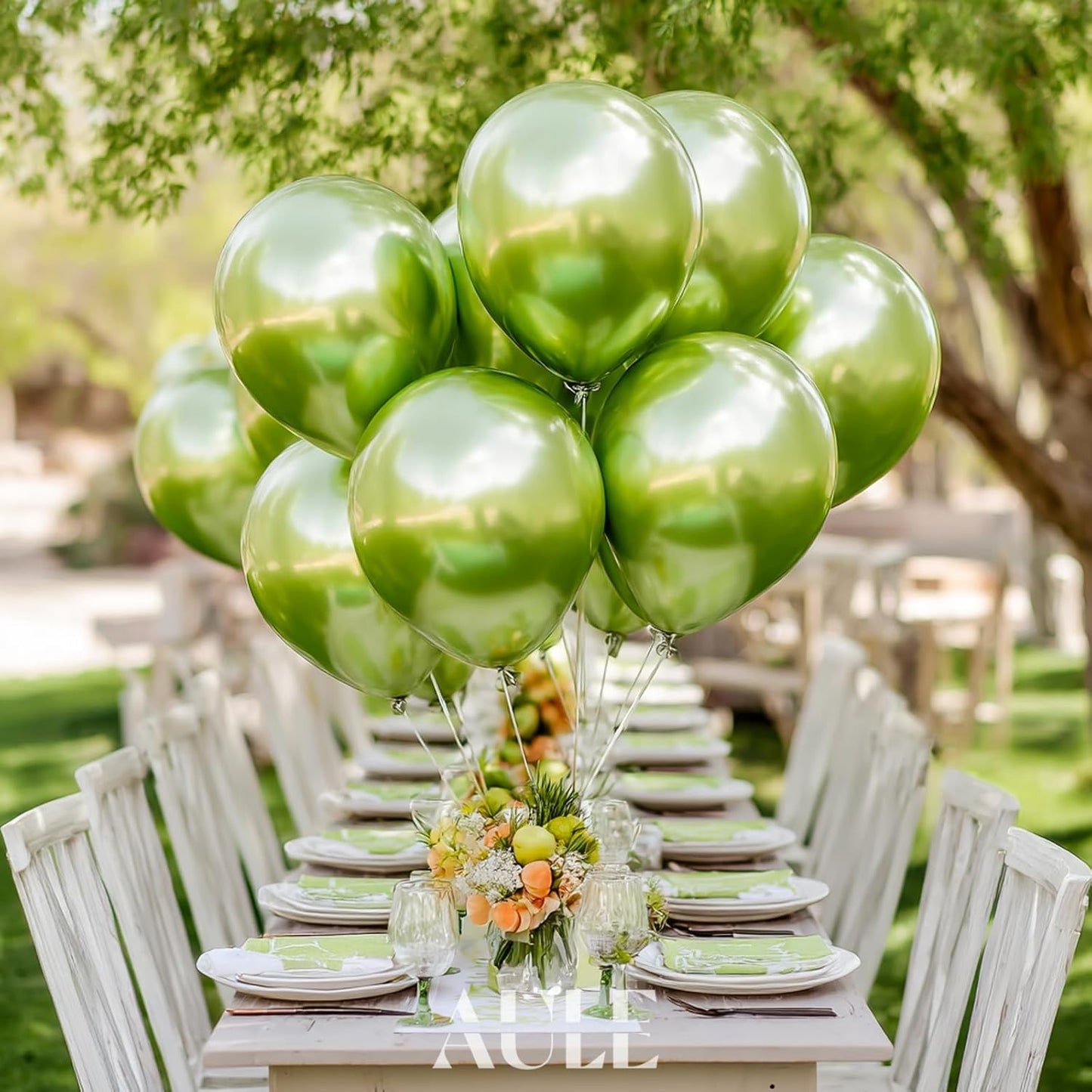 AULE Metallic Lime Green Balloons 12 inch 50 Pcs Neon Light Green Latex Balloons Chrome Helium Shiny Thicken Balloon Perfect Party Decoration for Wedding Birthday Baby Shower Graduation Carnival