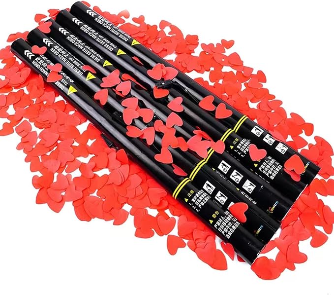25PCS Confetti Cannon Wedding, Air Powered Party Popper Perfect, Party Streamers 80cm Electric Confetti Cannons - Compatible with Confetti Machine, for Graduation, New Years Heart