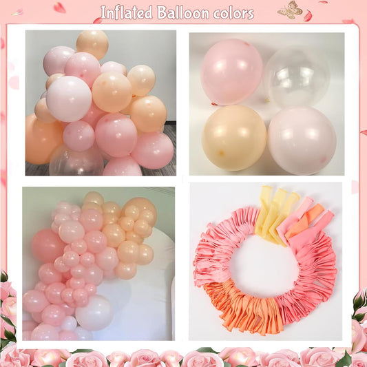 Pink Balloon Arch Kit 126 Pcs Light Pastel Pink Sand Balloon Garland Kit Include Macaron Orange Balloons for Wedding Birthday Baby Shower Gender Reveal Decorations