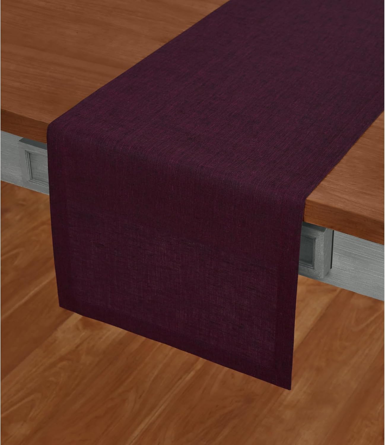 Solino Home Linen Table Runner 72 Inches Long - Athena, 100% Pure Linen Chambray Burgundy Table Runner 14 x 72 Inch for Dining, Fall, Autumn, Thanksgiving, Holiday