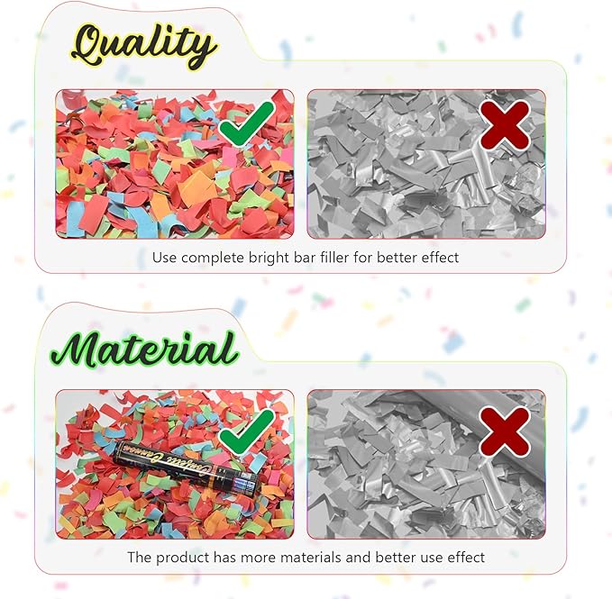 Confetti Cannon Multicolor Party Poppers 12 Inch Poppers 6 Pack Popper Cannon Biodegradable Confetti Popper for Graduation Birthday Wedding Christmas New Year Celebration Confetti Shooters