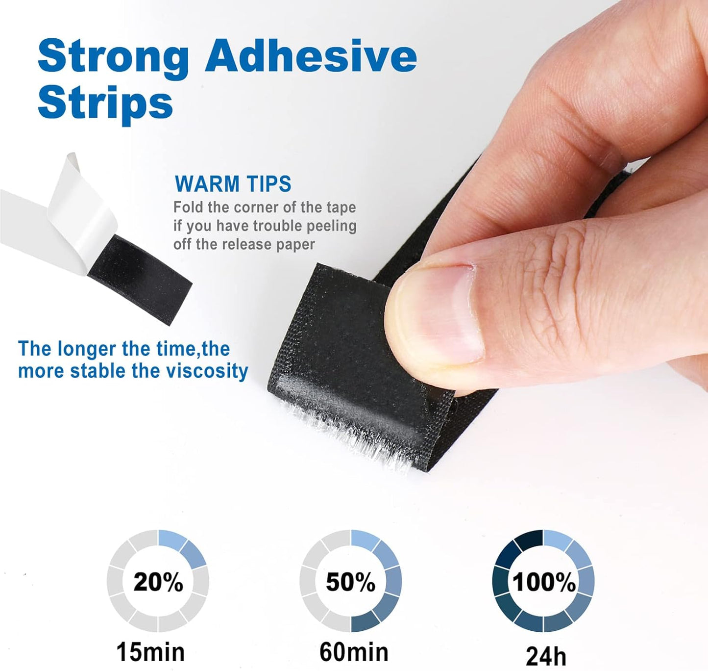1 Inch x 28 Ft Strips with Adhesive, Nylon Self Adhesive Heavy Duty Strips, Double Sided Sticky Back Fastener Roll Tape for Home Office School Car and Crafting Organization Black