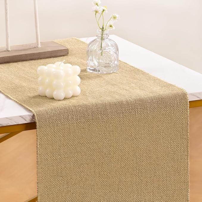 MLMC Natural Burlap Table Runner Rustic Boho Jute Table Runner 13" x 72" Summer Farmhouse Vintage Jute Fabric for Home Wedding TV Stand Crafts Party Dining Table Decor