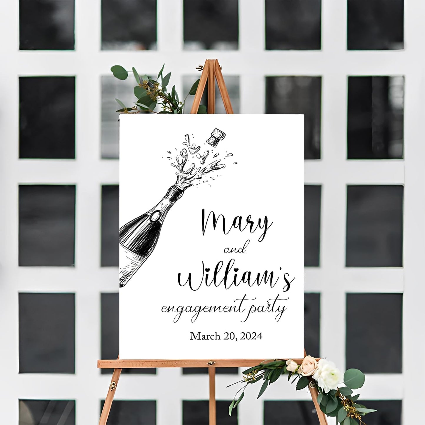 Engagement Welcome Sign, Champagne Personalized Engagement Party Sign, Engagement Party Welcome Sign, Engagement Signs For A Party, Rustic Engagement Decor