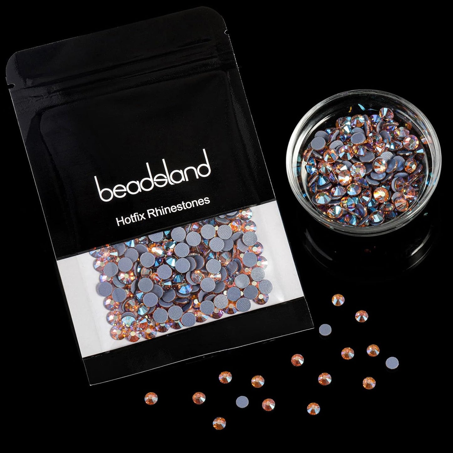 Beadsland Hotfix Rhinestones, 1440pcs Flatback Crystal Rhinestones for Crafts Clothes DIY Decorations, Champagne AB, SS16, 3.8-4.0mm