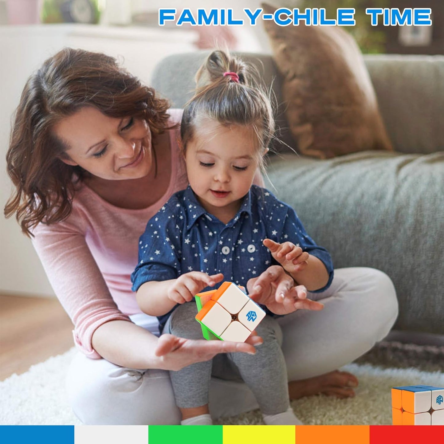 GAN 249 V2 2x2 Speed Cube, 2 by 2 Mini Magic Cube Puzzle Toy Gift for Kids Basic Learning, 49mm, Stickerless