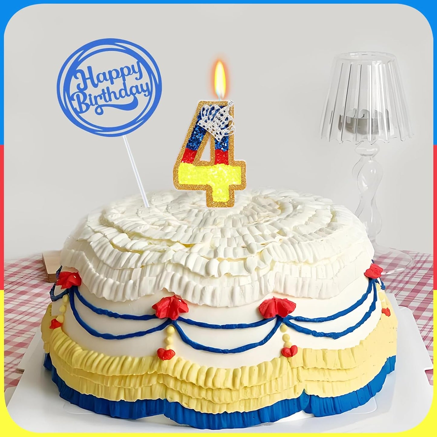 Birthday Candle for Cake, Princess Number Cake Candles, 2.76 inch Cake Topper Decoration for Birthday Party (Number 4)