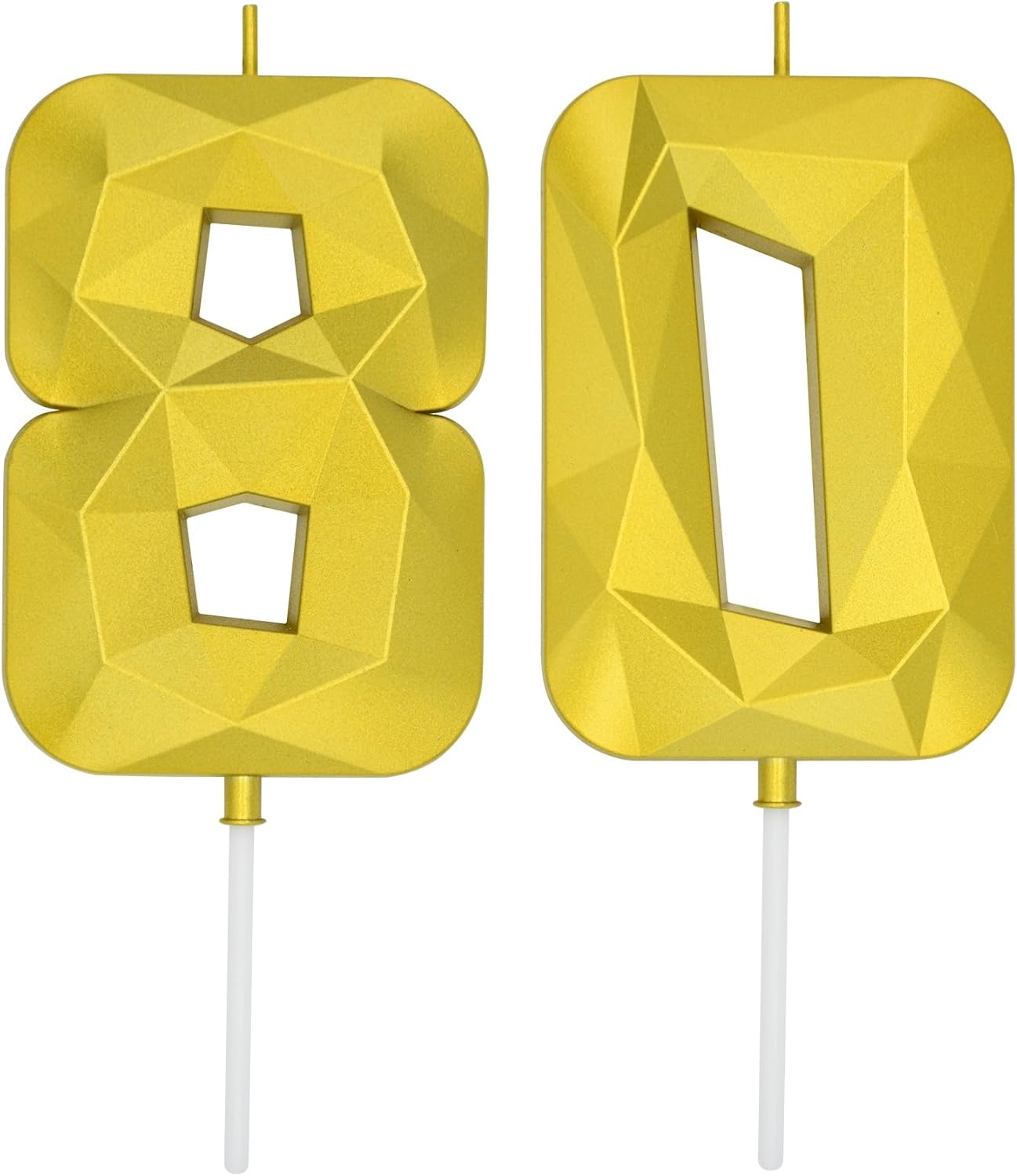 DERVENTA Large Birthday Candle Number 3D Gold 3.7 inch Party Celebration Anniversary Decoration Cake Topper 1 Piece (Number 80 Gold)