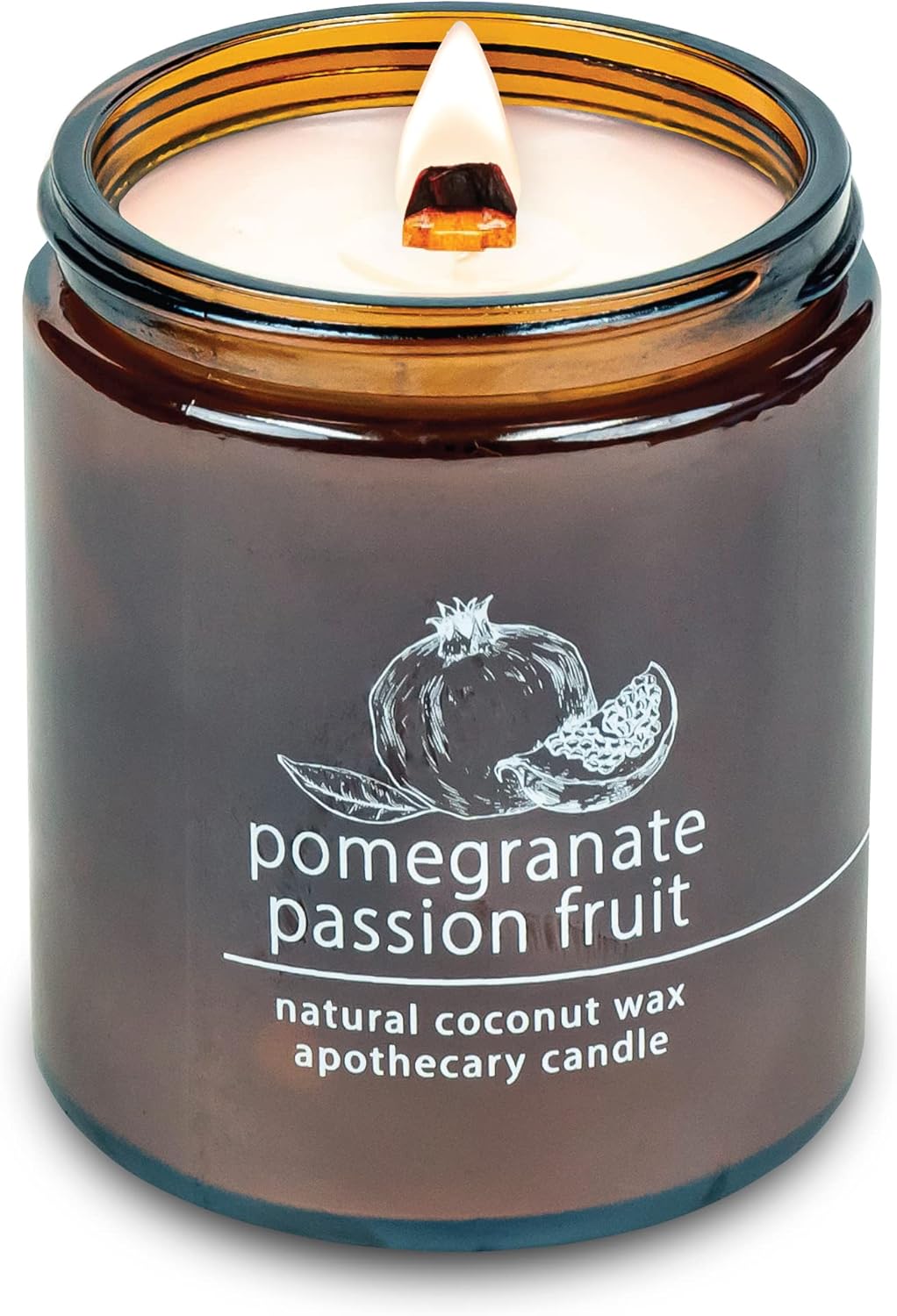 Hemlock Park Crackling Wood Wick Candle Handcrafted with Natural Coconut Wax (Standard 8 oz, Pomegranate Passion Fruit)