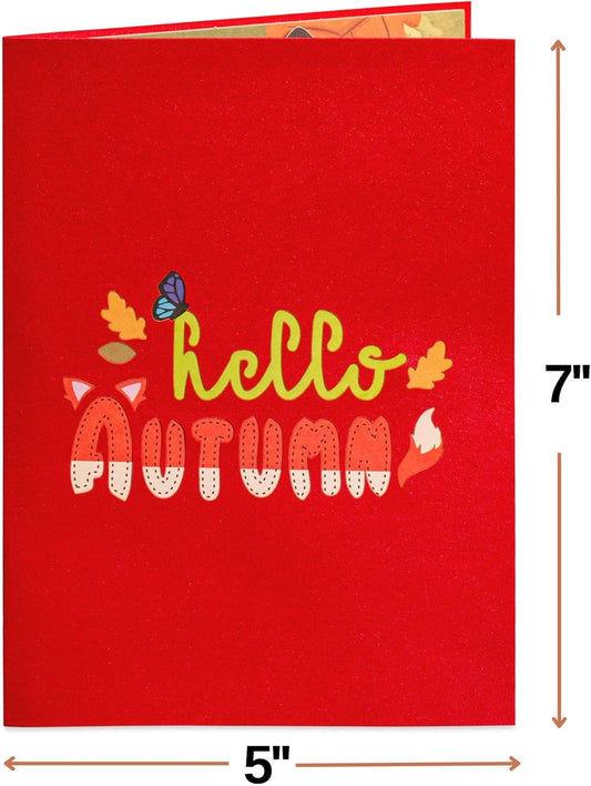 Paper Love 3D Fall Fox Pop Up Card, For All Occasions, Birthday, Thanksgiving, Thinking of You or Just Because - 5" x 7" Cover - Includes Envelope and Removable Note Tag