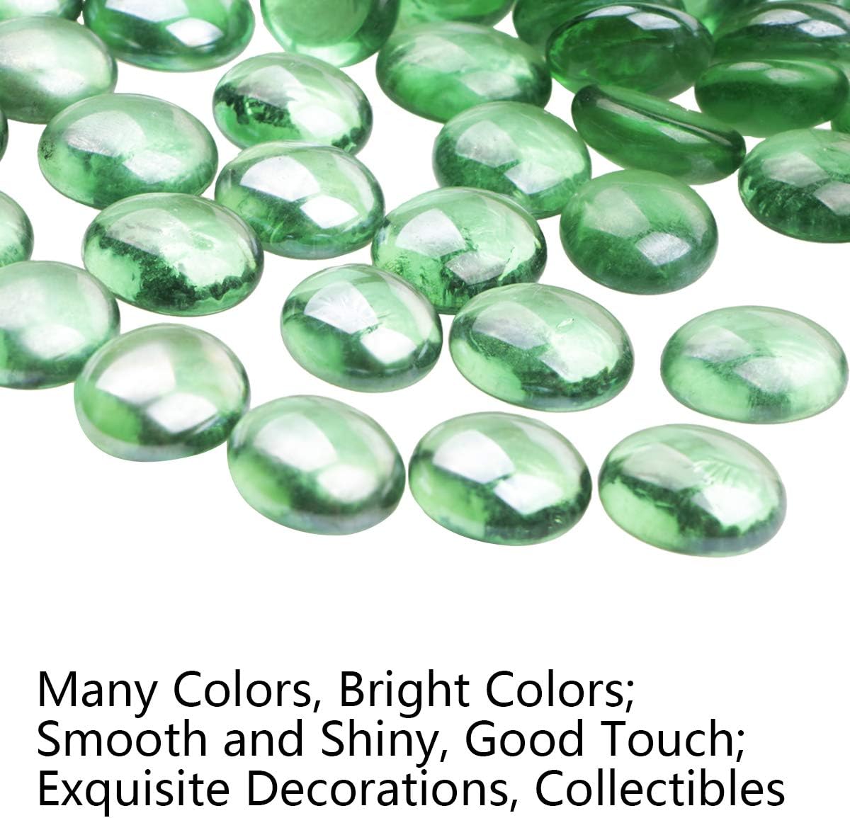 YIYA Green Flat Marble Decorative Beads Glass Gems for Home Decoration Vase Filler Fish Tank Bottom Decoration (About 1.5 lb(680g)/Bag)
