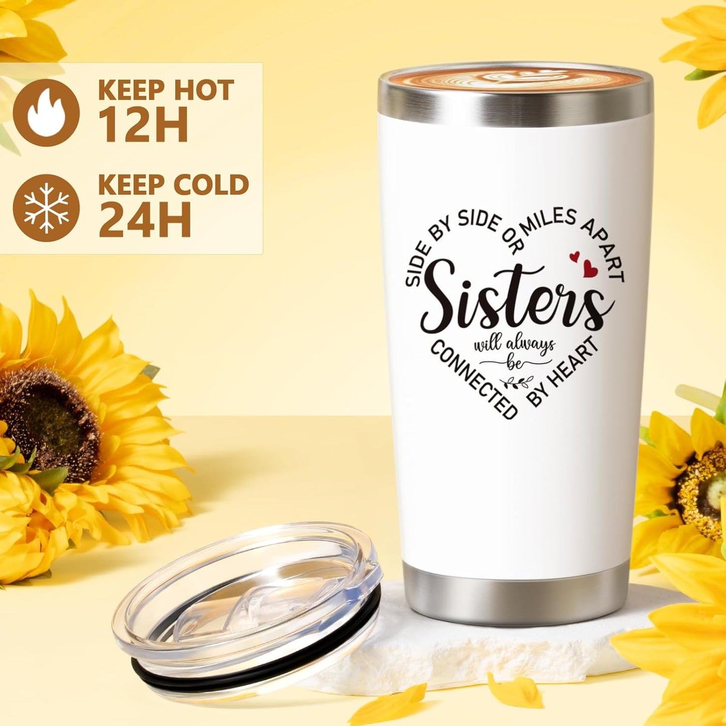 Best Sisters Gifts from Sister, Christmas Gifts for Sisters Birthday Gift Set from Brother, Funny Sister-in-Law Soul Sister Mothers Day Sunflower Gift Basket for Women Best Friends Sis w/ 20Oz Tumbler
